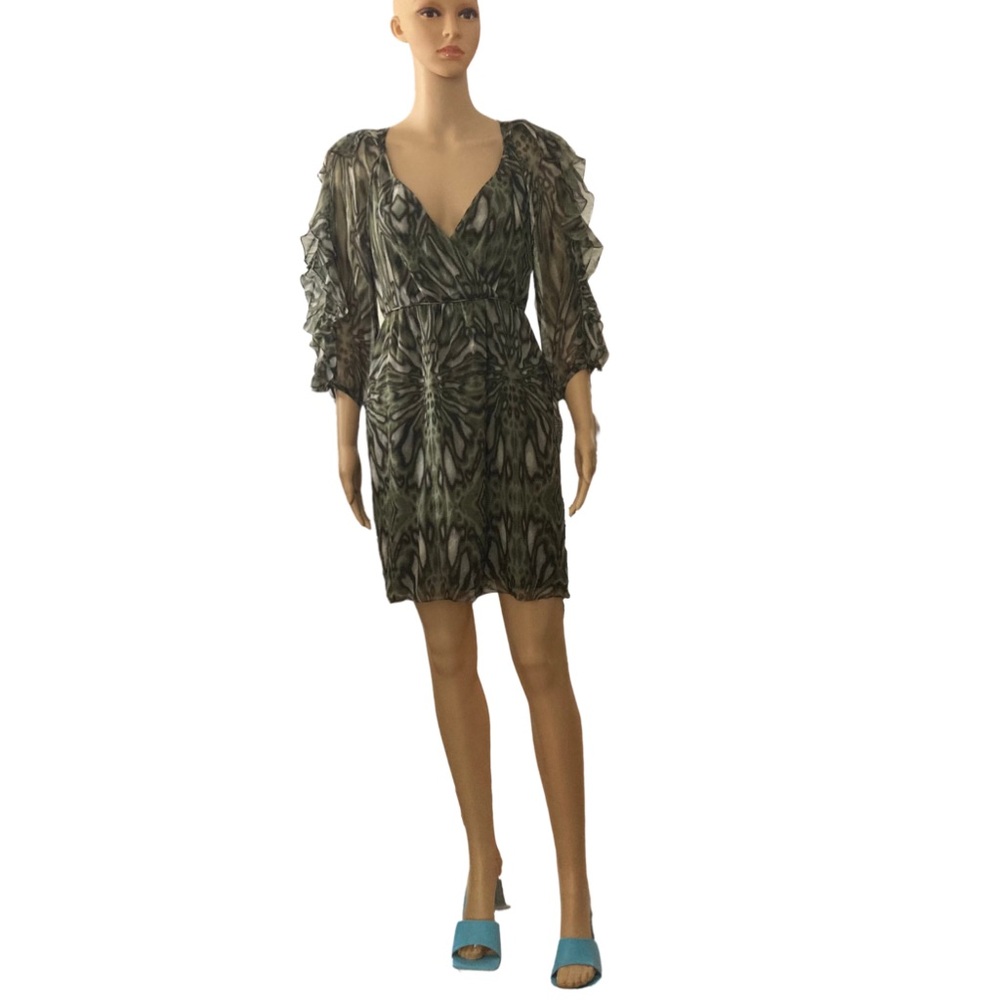 Tibi Silk Chiffon Summer Dress w/ Ruffle Sleeve -4